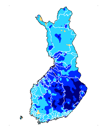 Vedenkorkeus verrattuna ajankohdan keskimääräiseen 1962-2012