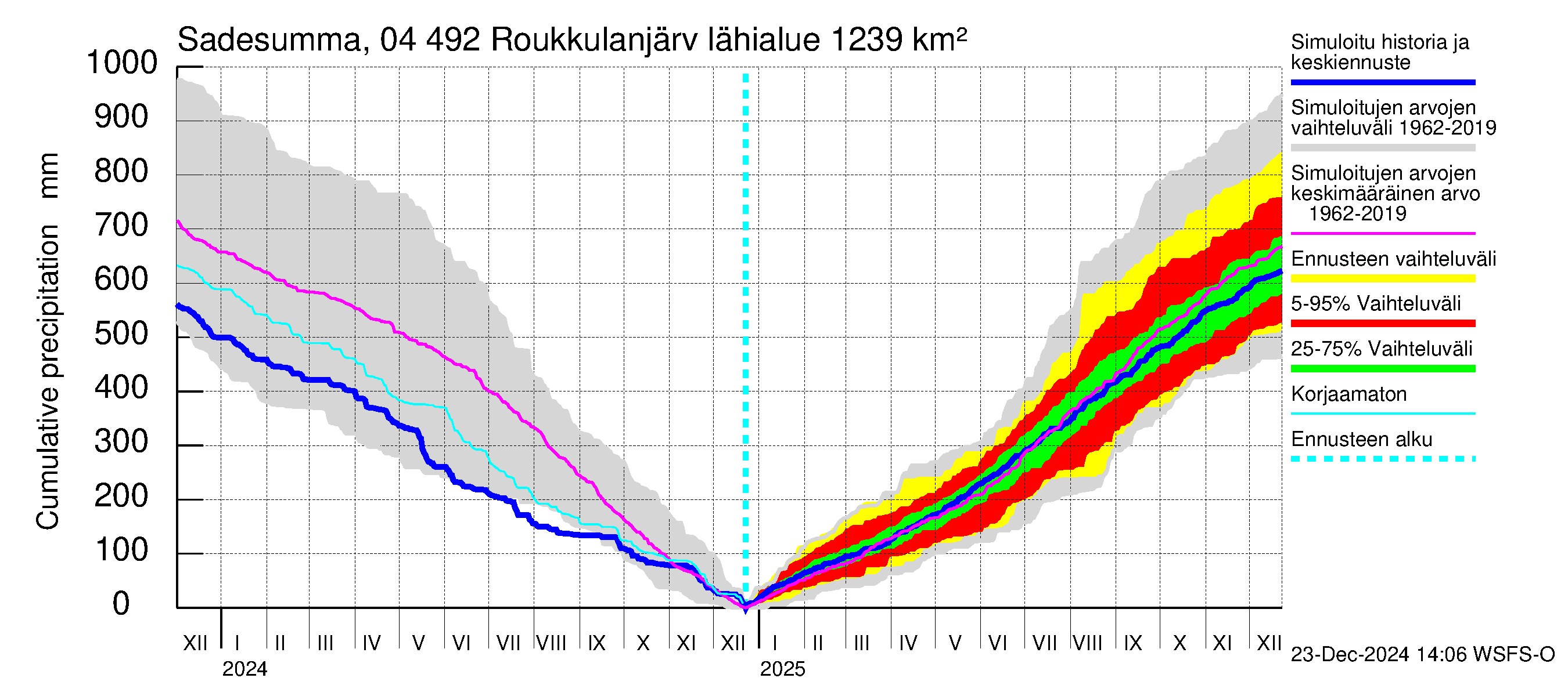 Vuoksen vesistöalue - Roukkulanjärvi: Sade - summa