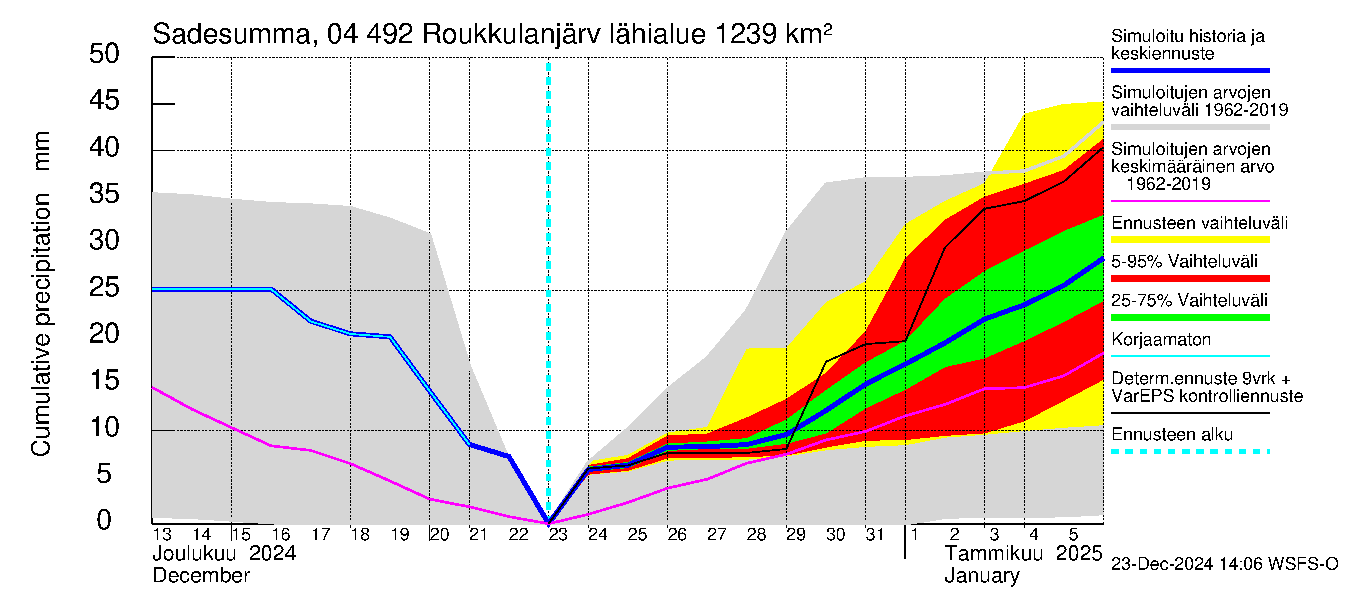 Vuoksen vesistöalue - Roukkulanjärvi: Sade - summa