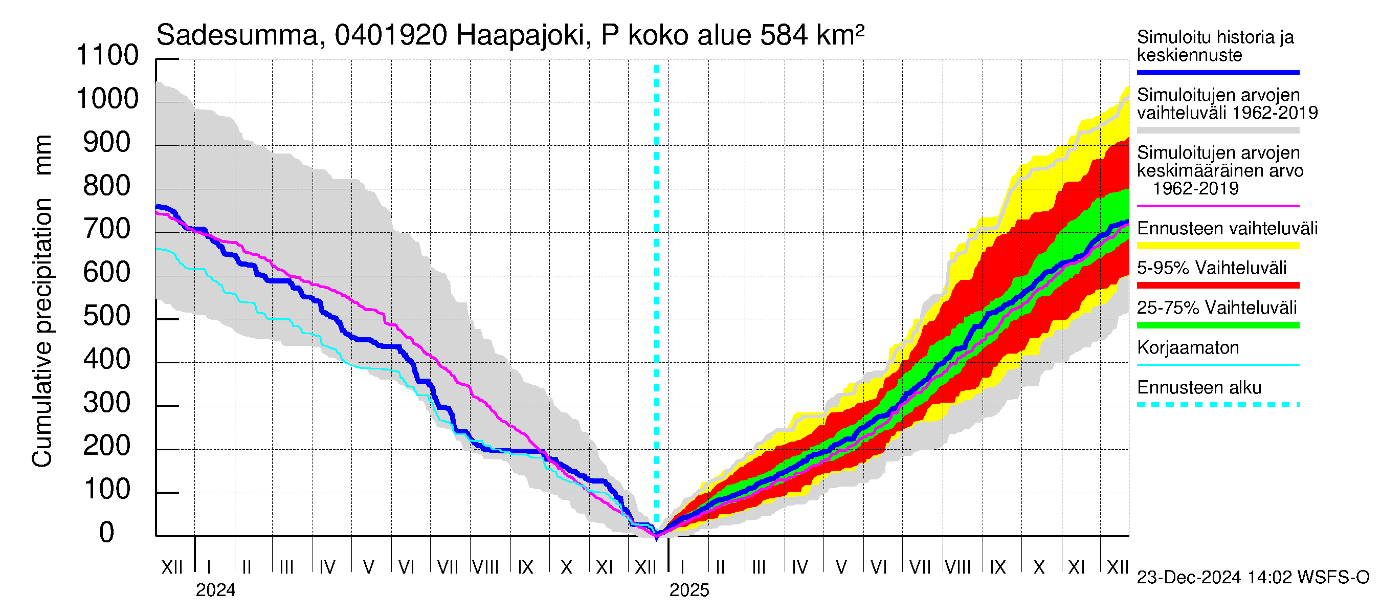 Vuoksen vesistöalue - Haapajoki Putkulankoski: Sade - summa