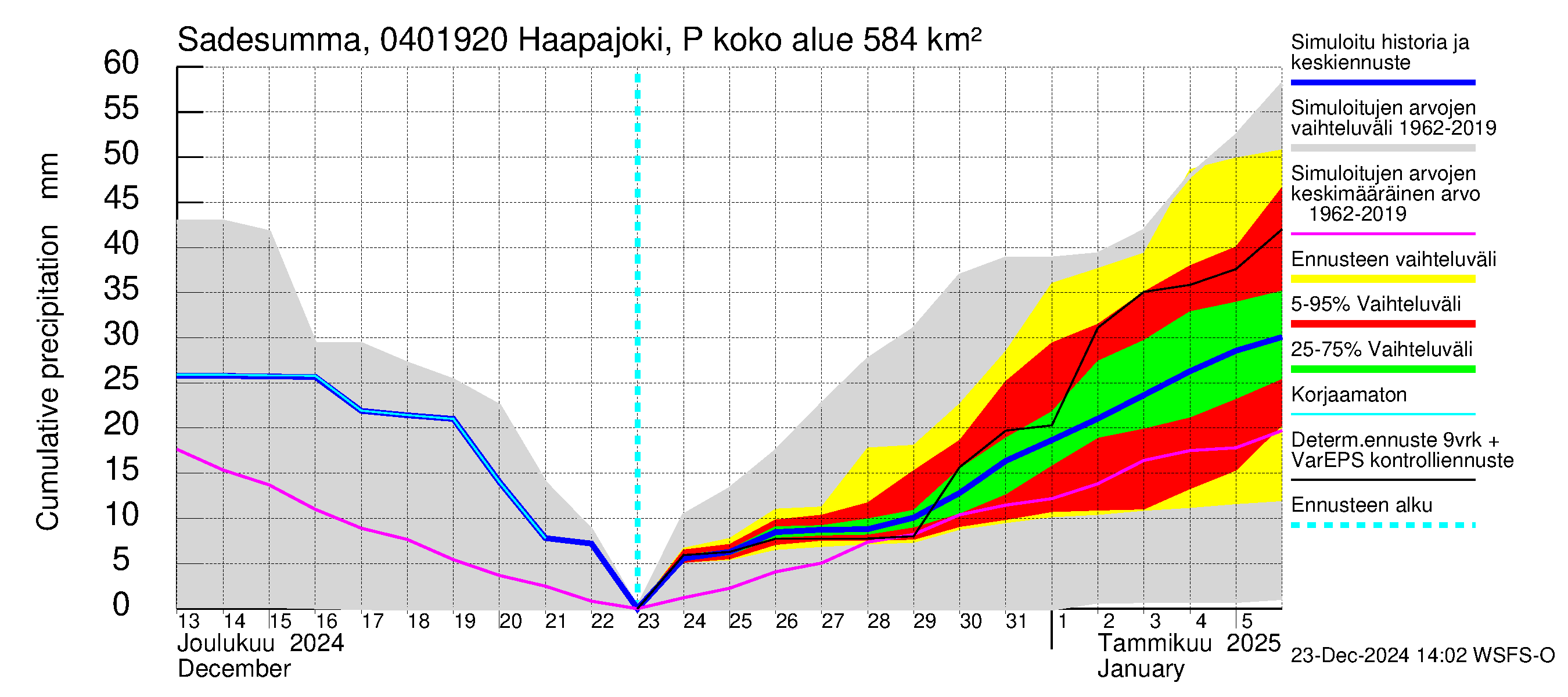 Vuoksen vesistöalue - Haapajoki Putkulankoski: Sade - summa