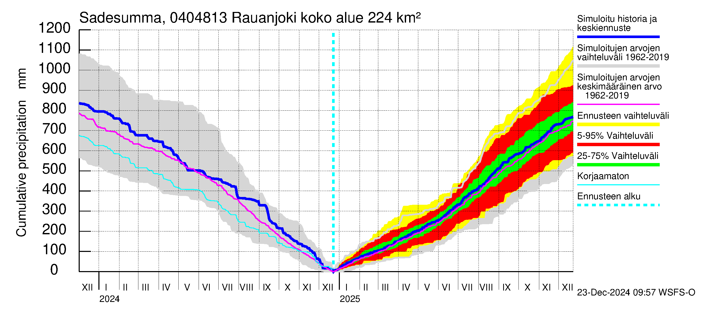 Vuoksen vesistöalue - Rauanjoki: Sade - summa