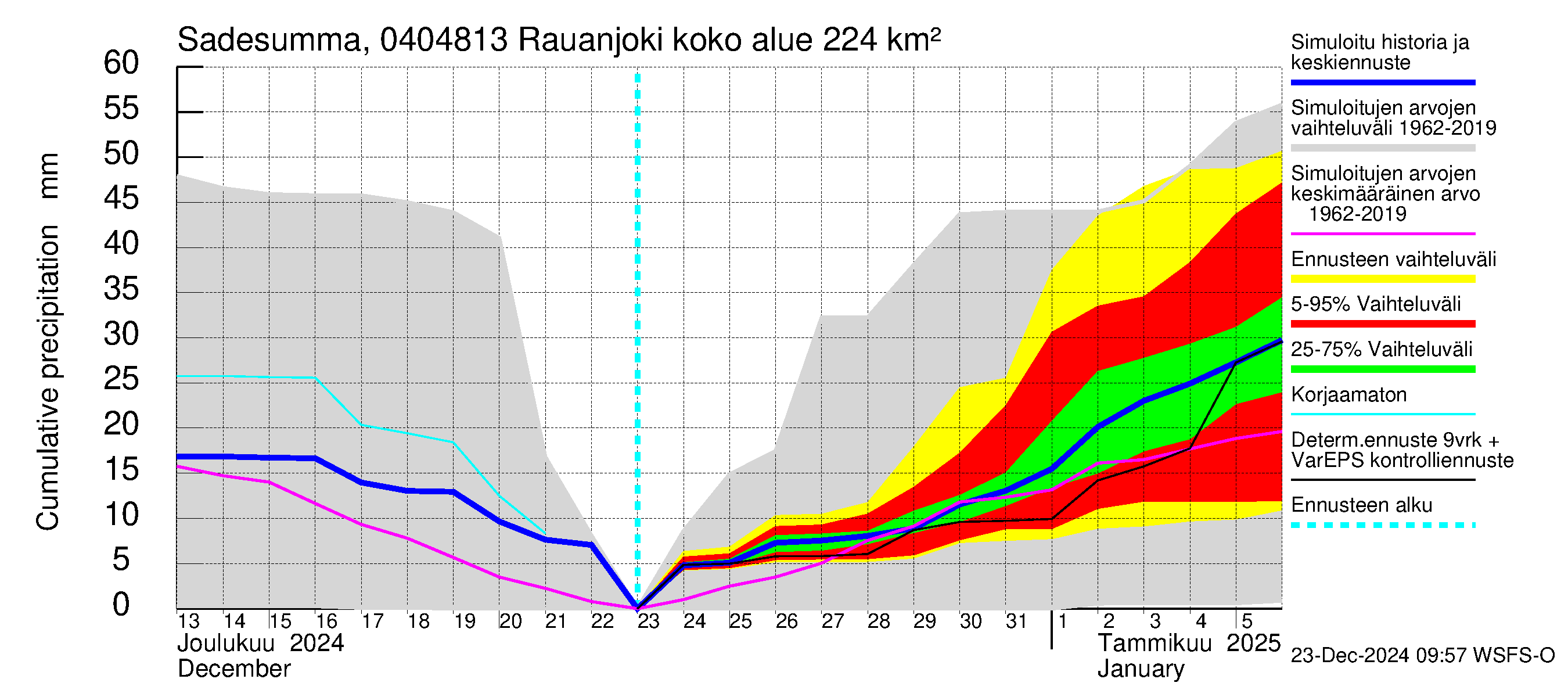 Vuoksen vesistöalue - Rauanjoki: Sade - summa