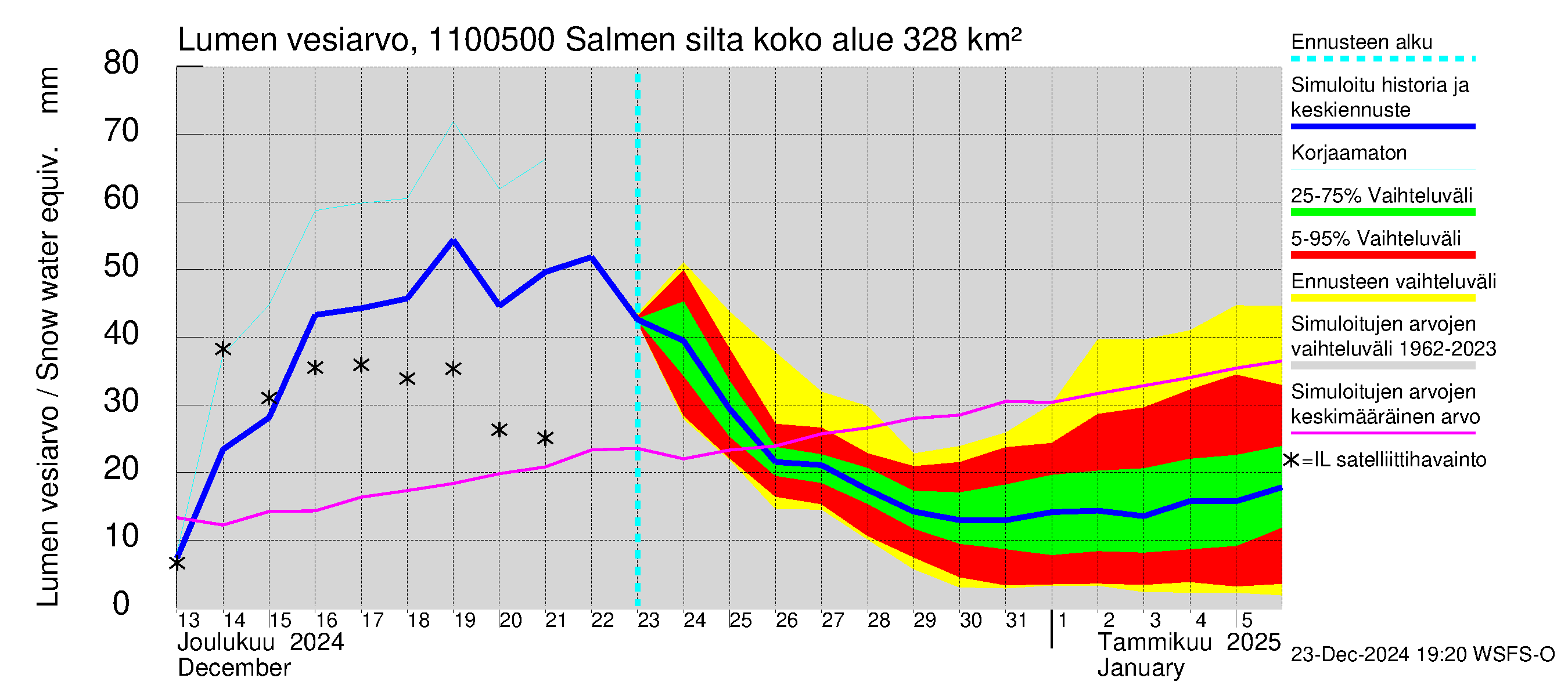 Virojoen vesistöalue - Salmen silta: Lumen vesiarvo